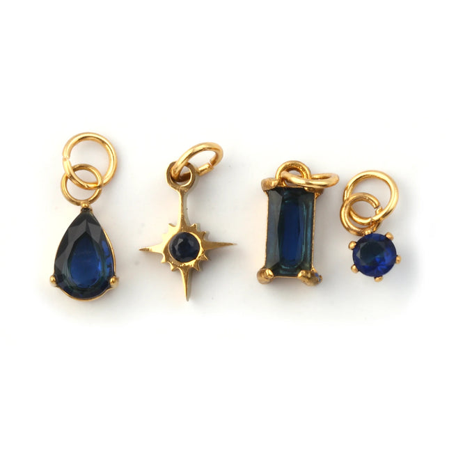1 Set 304 Stainless Steel Cubic Zirconia Birthstone CharmsGold Plated Mini Pendants for DIY Necklace Jewelry 12x7mm - 9x3.5mm