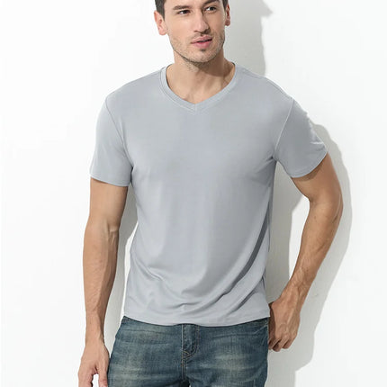 94% Modal 6% Spandex Summer Short Sleeve T-shirt Men Crew Neck Solid Color Casual Underwear Brand High Quality Mens Clothing New