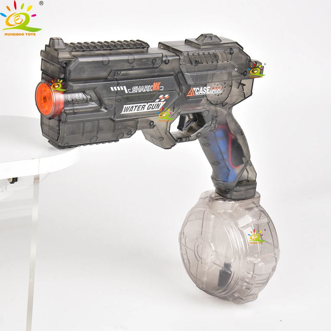 HUIQIBAO Electric Water Gun Toy for Kids Adults, Large Capacity Drum Magazine Automatic Water Pistol with Light, Summer Outdoor