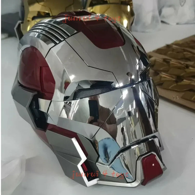 Silver Red MK5 Pro Max Helmet Collectible Ornament - Voice Remote Control Automatic Functions Upgrade Version Ideal Gift
