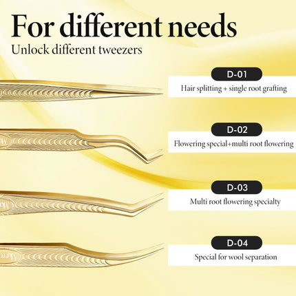 Merrdear Anti-Static Eyelash Tweezers Professional High Precision Volume Extension Stainless Steel Anti-slip Makeup Tool