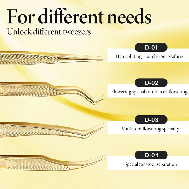 Merrdear Anti-Static Eyelash Tweezers Professional High Precision Volume Extension Stainless Steel Anti-slip Makeup Tool