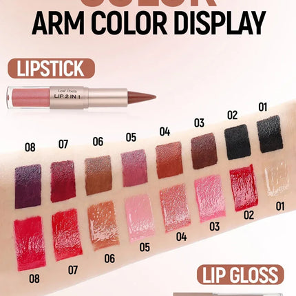 2 in1 Tapered Gradient Lipliner Pen Nude Brown Mirror Glass Lip Gloss Matte Lip Liner Waterproof Lip Contour Non Stick Makeup