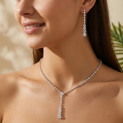 Luxury Bridal Pearl Jewelry Sets for Women Silver Color Crystal Leaf Necklace Earrings Wedding Prom Party Accessories 2026 Trend