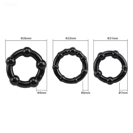 3 Pcs/Set Stretchy Cock Lock Ring Penis Enhancer Stay Hard Beaded Rings Delay Ejaculation Penis Trainer Sex Toys For Couple ring