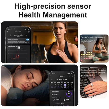 Smart Ring Couple Space Interaction Health and Sleep Monitor Multi Sport Mode Gesture Control 5ATM Waterproof with Charging Case
