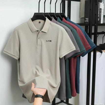 Luxury brand polo shirt short-sleeved letter-printed men's top summer 100% cotton comfortable breathable casual lapel T-shirt