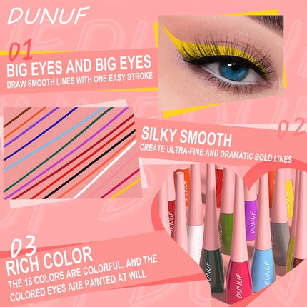 Matte Dark Green Liquid Eyeliner Pencil Waterproof Makeup Colorful Liquid Eye Liner Ultra-thin Long-Lasting Quick-Dry Eye Liner