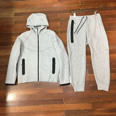 Men Knit Zip Hoodie Pants Set Sports - Windproof Cotton Casual / Ensemble Homme Hoodie Zip Pantalon - Coupe-Vent Coton