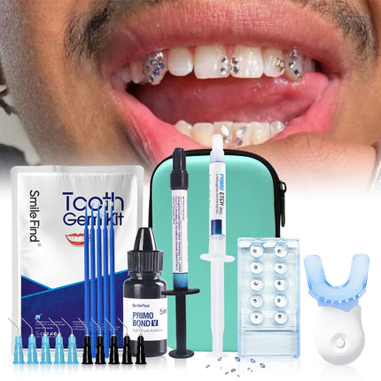 DIY Tooth Jewelry Kit Teeth Gems Kit With Glues And Light Firm Reliable Clear Precious Stone Crystal Tooth Ornaments Jewellery