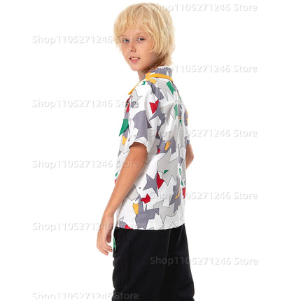 Dustin Cosplay Henderson Role Play Adult Child Boys Summer Printed Shirt TV ST Costume Kids Men Fantasy Party Cloth