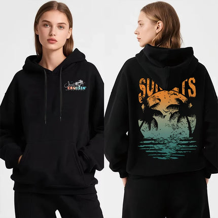Forever Chasing Sunsets Hoodie Coconut Tree Chasing Sunsets Trend Hoodie Ocean Beach Series Vintage Women Men Hoodies