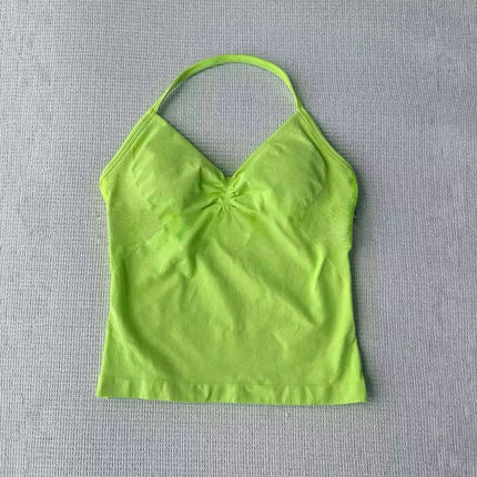 Longline Strappy Gym Top Custom Logo Backless Gym Clothes Women Scrunch Built-in Bra With Removable Cups Yoga Tank Tops