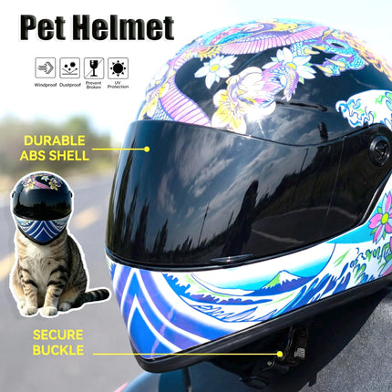 Small Dog Cat Pet Helmet Multi Pattern ABS Protective Hat Adjustable Strap Outdoor Bike Riding Travel Pet Photo Costume