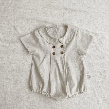 Summer Toddler Kids Stripe Bodysuit Boys Loose Turndown Collar Jumpsuit Girls Baby Thin Crawlwear Onesie Clothes One Piece