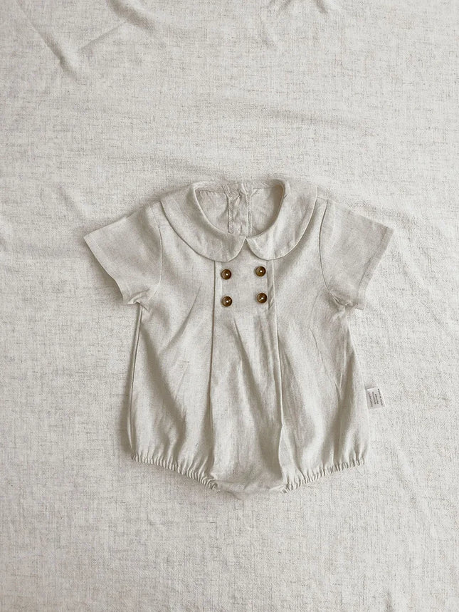 Summer Toddler Kids Stripe Bodysuit Boys Loose Turndown Collar Jumpsuit Girls Baby Thin Crawlwear Onesie Clothes One Piece