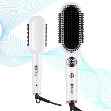 Hatteker Multi-Setting Hair Styling Comb Adjustable Temperature Volumizing Straightening/Curling Brush Hair Straightener Comb