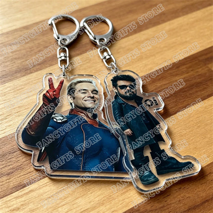 Popular TV Show Keychains Homelander Billy Butcher Starlight Vought Key Chain Ring for Bag Superhero Keyring Jewelry Fans Gifts