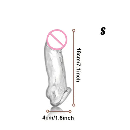 Penis Sleeve Extender Adult Sex Toy Cock Sleeve 3 Sizes Pennis Extender Penis Extension Time Sex Toy Pleasure Tools Couples