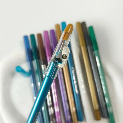 12 Colors Glitter Shimmer Eyeliner Pencil Set Long-Wearing Waterproof Smooth Application Blue Tone Pearlescent Eye Liner