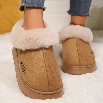 Women's Winter Fur Shoes Male Ankle Boots Platform Slippers Home Warm Fashion Outdoor Basis Thick Wool Wool Short Boots