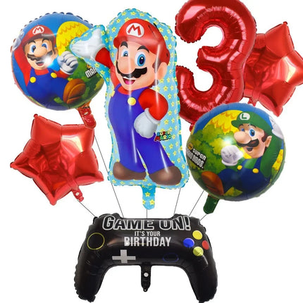 Cartoon Super Mary Balloon Set Mario Luigi Game Themed Birthday Party Decoration  Peach Princess Aluminum Film Balloon Kids Gift