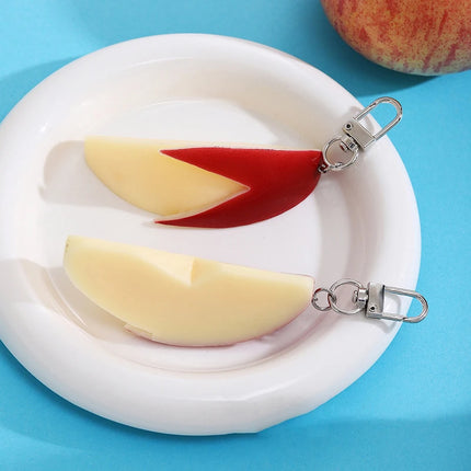 Artistic Rabbit Apple Segment Keychain; Interesting Bag Pendant Gift Item