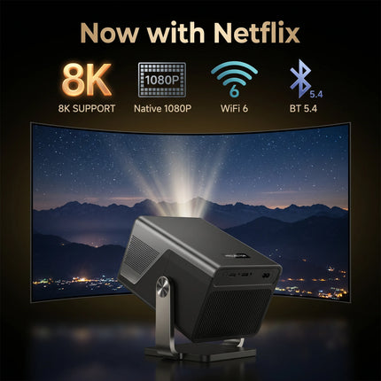 LynCast Outdoor Projector with WIFI 6 and Bluetooth 5.4, 1080P, 8K Support, Android 14, 1500ANSI, Home Theater, X7AR