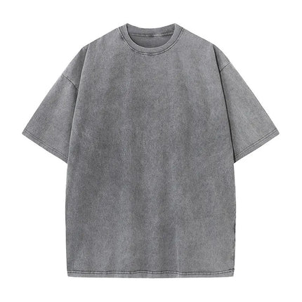 Summer fashion men's washed T-shirt cotton retro faded unisex basic T-shirt short-sleeved loose sports top