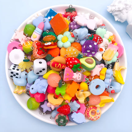 Random Assortment of Cartoon Charms: 10/20/30pcs Resin Pendants (Approx. 20mm), Resin Accessories for Kids' Handmade Jewelry.