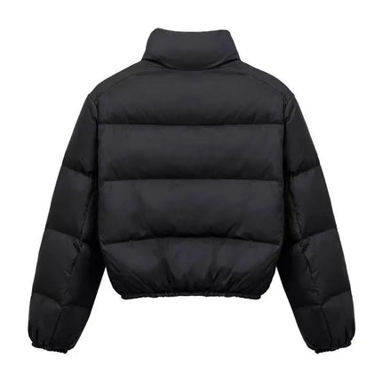 Winter Women's Casual Thi Cotton Padded Jaets Coats Street Sle Straight Cut Long Sve Zipper ort Length Pure Color