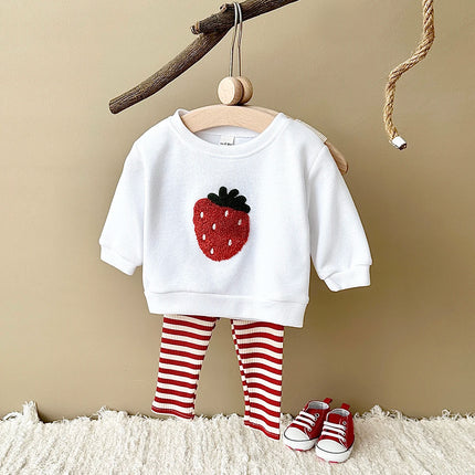 0-3Y Baby Girl Clothing Toddler Boys Sets Infant Suit Long Sleeved Pullover Shirt Cotton Newborn Baby Clothes Fruit Embroidery