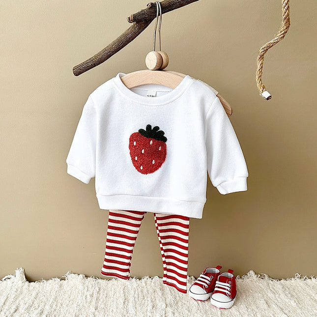 0-3Y Baby Girl Clothing Toddler Boys Sets Infant Suit Long Sleeved Pullover Shirt Cotton Newborn Baby Clothes Fruit Embroidery