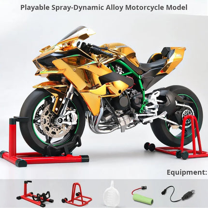 Spray 1:6 Kavvasaki Racing Ninja 500 H2R Motorcycle Simulation Sound Light   Fast And Furious Kid Gift Collection  value Display