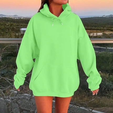 2026 New spring women Fleece Hoodie Solid Color Hooded Korean Fashion Women's Hooded Sports Sweater Casual Loose Pullover Hoodie