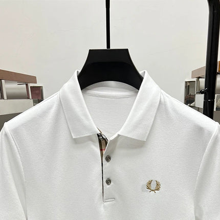 2025 Men's Embroidered Casual Polo Luxury Clothing High-Quality Brand 2024 Cotton Lapel Short Sleeved Summer 100%