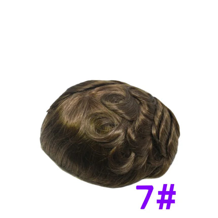 10x8inch Men's Toupee French Lace Hair System Indian Remy Hair Breathable Full Lace Hair Replacement Hairpiece