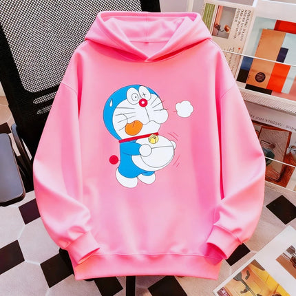 Autumn and Winter New Harajuku Cartoon Doraemon Hooded Sweatshirt Loose Children's Top Cute Boys and Girls Clothing