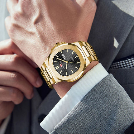 VA VA VOOM Square Luxury Men Wristwatch Waterproof Luminous Date Stainless Steel Male Clock Business Sports Quartz Watch for Men