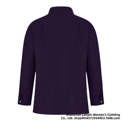 Long Sleeve Collared Men's Shirt Business Commute Style Polyester Fabric Machine Washable Spring Autumn Collection 2025