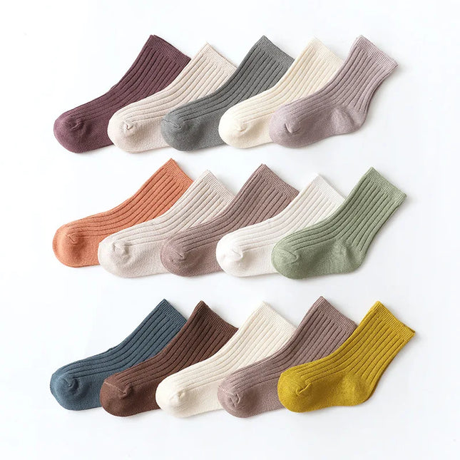 Lawadka 5 Pairs/Set Baby Girls Boys Socks Cotton Soft Spring Autumn Children's Socks Korean Style Socks For Girls Boys 0-5 Years