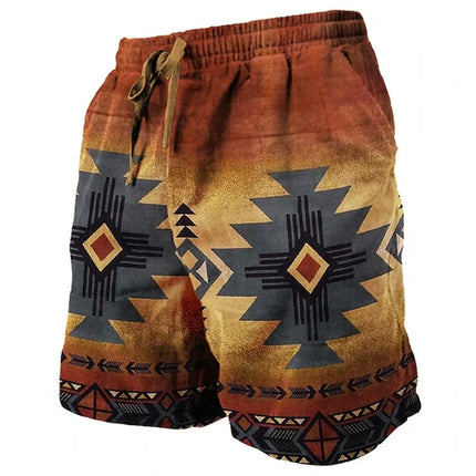 Ethnic Totem 3D Printed Men's Beach Pants Men's Summer Breathable Shorts Men's Fitness Street Shorts Large Size Drawstring