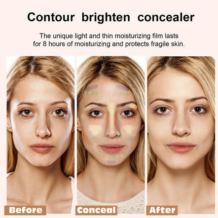 VERONNI 12Color Concealer Palette with Brush-Natural Cream Acne Spot Dark Circles Cover Face Foundation Brighten Cosmetic Makeup