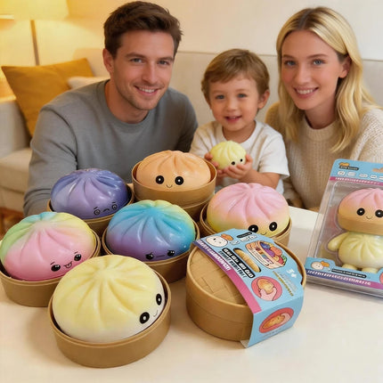 Dumpling Pressure Dumpling Squishies Cute Colorful Bun Toy Slow Rising Stress Relief Fidget Toy for Kids Adults Anti-Anxiety Gif