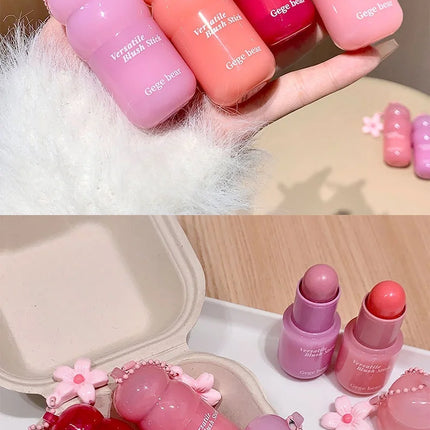 Magic Blush Stick 3-in-1 Cheek Lip Tinted Moistured Blush Stick Silky Brighten Cheek Cream Natural Cosmetics Makeup Products