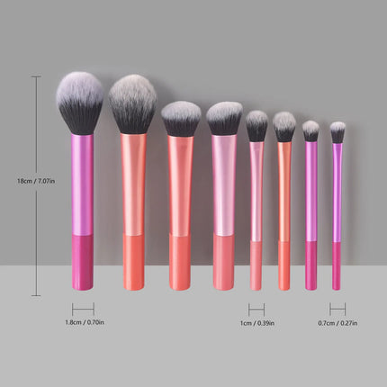 8pcs Pro Easy to Clean, Makeup Brush Set - Soft, Premium Synthetic Hair, Cruelty-Free, Foundation, Blush, Eyeshadow