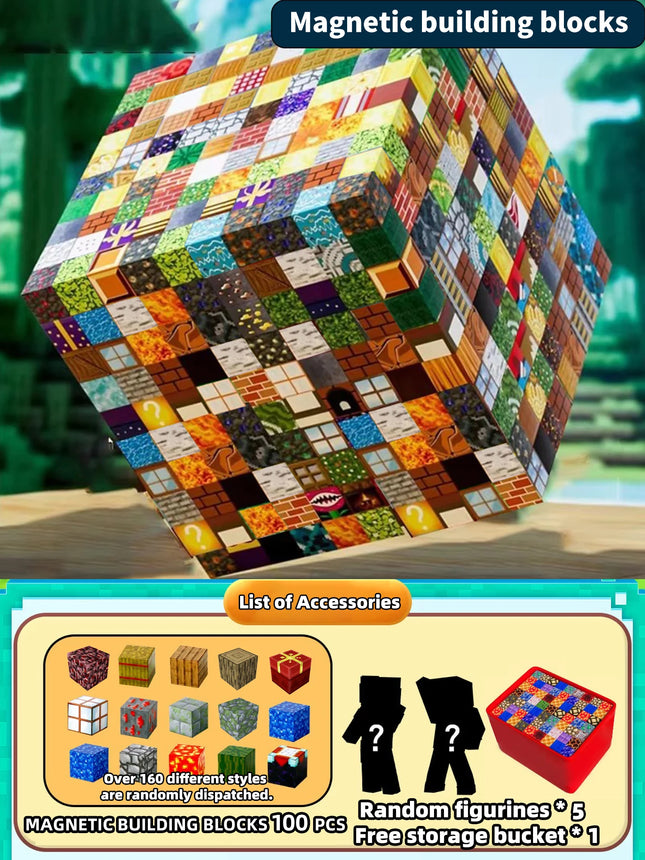 Children's DIY Assembly Toys - Magnetic Building Blocks Toy Storage Box Set - Desktop Puzzle Building Blocks Game - Parent-Child