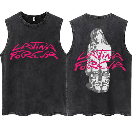 Wash KAROL G 2025 New Album Tropicoqueta Tank Tops Men Women Aesthetic T Shirt Casual Oversized 100% Cotton Sleeveless T Shirts