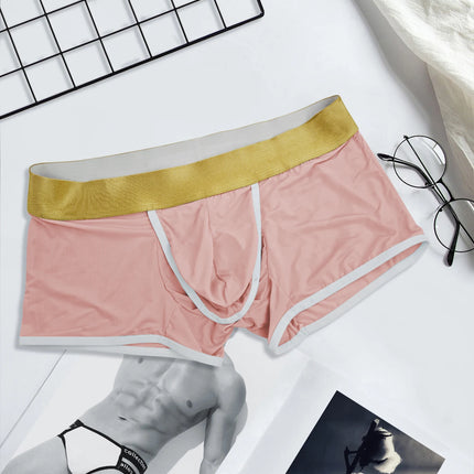Men's Summer Ice Silk Boxer Shorts Soft U Convex Pouch Side Open Breathable Lightweight Flat Boxers Male Underwear