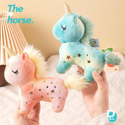 Doll Cute Sparkly Star Pattern Plush Unicorn Keychain Soft Fluffy Stuffed Toy Bag Pendant Claw Machine Prize Party Gift